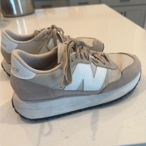 New Balance 237 Beige & Cream Platform Sneakers